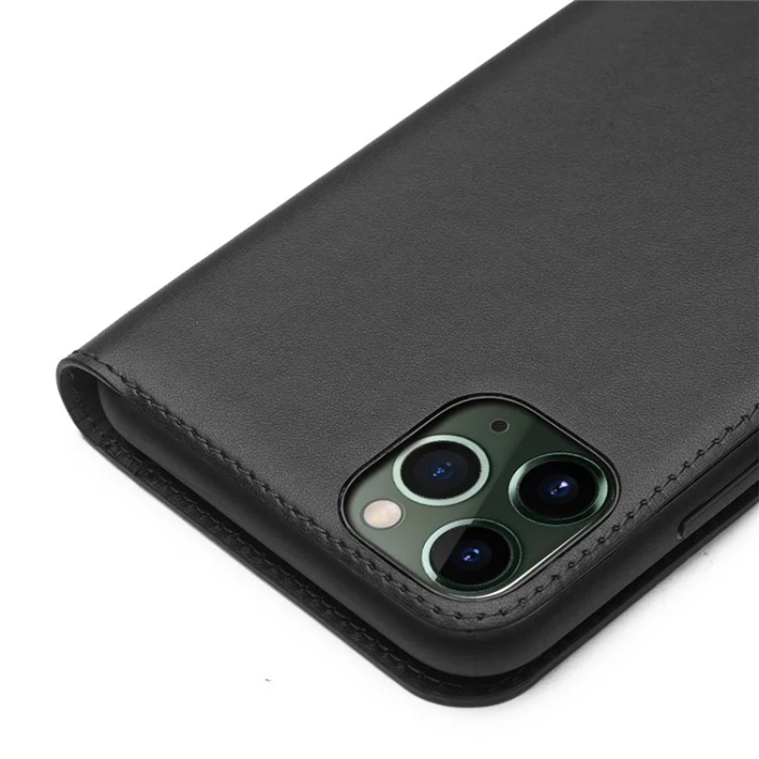 QIALINO - Qialino iPhone 11 Pro Plånboksfodral Äkta Läder - Svart
