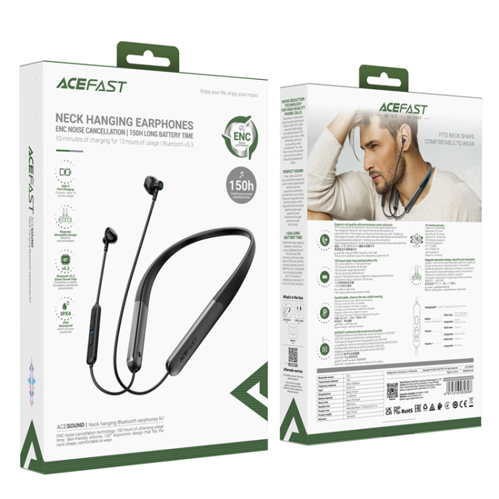 Acefast - Acefast In-Ear Trådlösa Hörlurar N1 - Svart