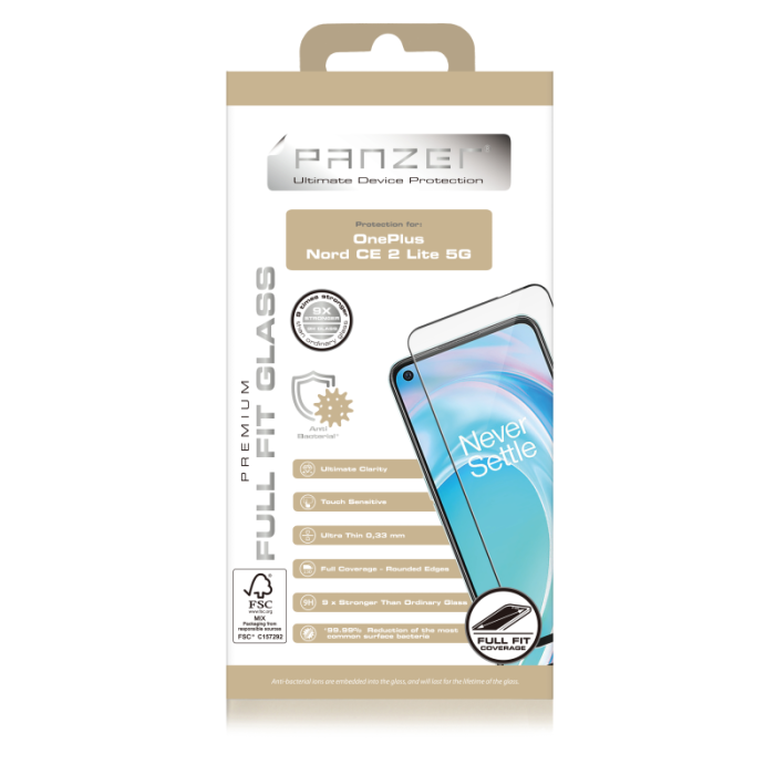 UTGATT1 - Panzer OnePlus Nord CE 2 Lite 5G Skärmskydd i Härdat glas