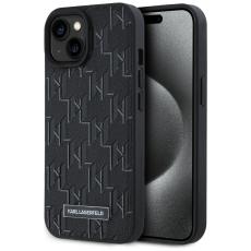 KARL LAGERFELD - Karl Lagerfeld iPhone 15 Mobilskal MagSafe Leather Monogram - Svart