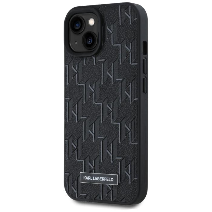 KARL LAGERFELD - Karl Lagerfeld iPhone 15 Mobilskal MagSafe Leather Monogram - Svart