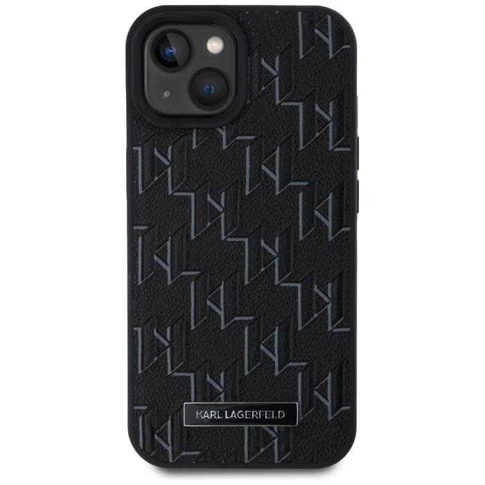 KARL LAGERFELD - Karl Lagerfeld iPhone 15 Mobilskal MagSafe Leather Monogram - Svart