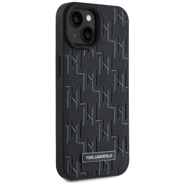 KARL LAGERFELD - Karl Lagerfeld iPhone 15 Mobilskal MagSafe Leather Monogram - Svart