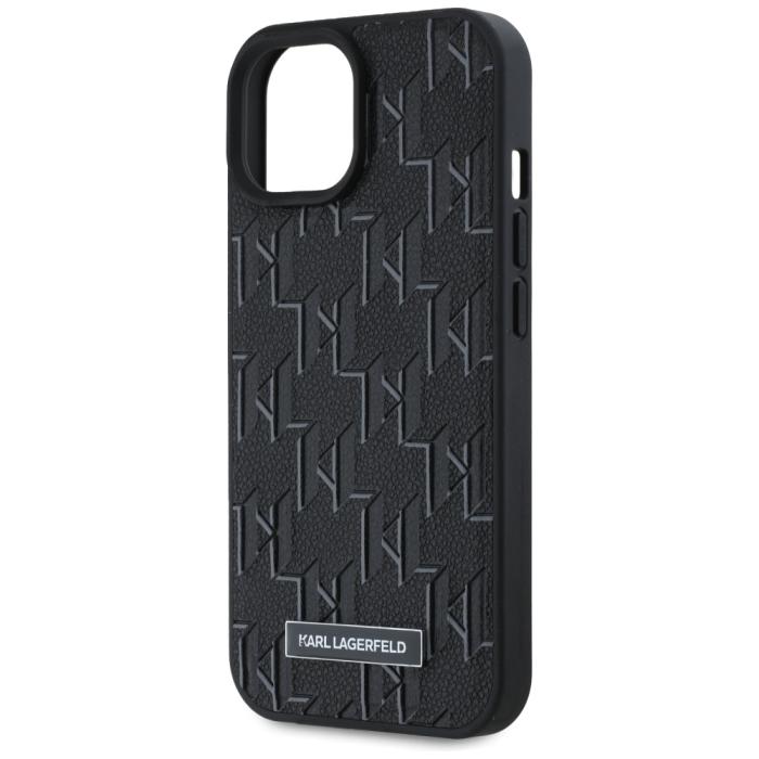 KARL LAGERFELD - Karl Lagerfeld iPhone 15 Mobilskal MagSafe Leather Monogram - Svart