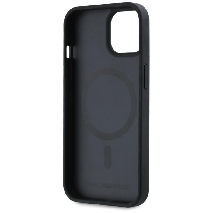 KARL LAGERFELD - Karl Lagerfeld iPhone 15 Mobilskal MagSafe Leather Monogram - Svart