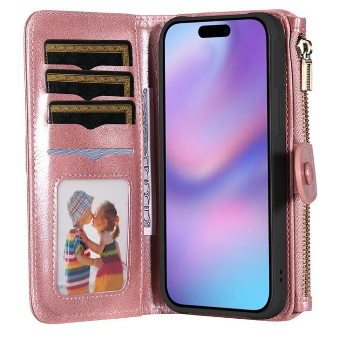 A-One Brand - iPhone Air Plånboksfodral Detachable Zipper - Roséguld