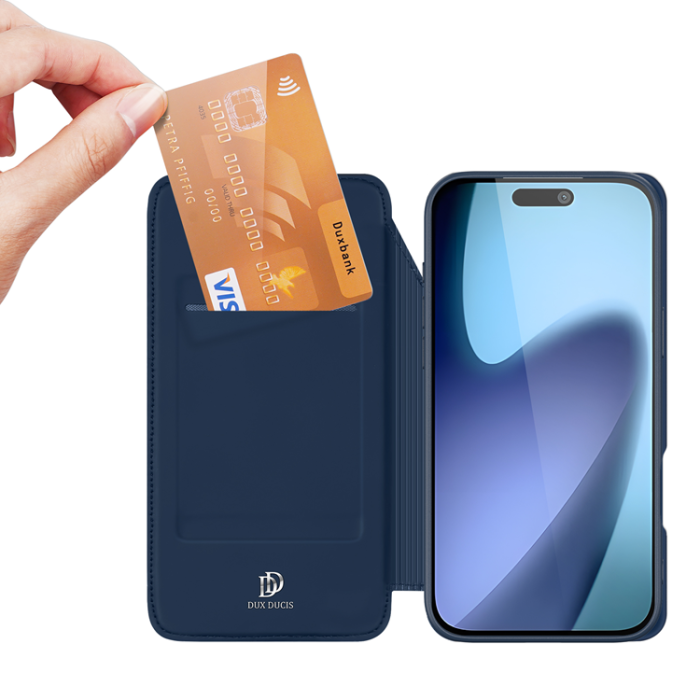 Dux Ducis - Dux Ducis iPhone 17 Air Plånboksfodral Skin Pro Läder - Blå