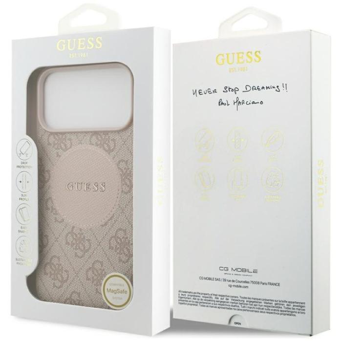 Guess - Guess iPhone 17 Pro Max Mobilskal MagSafe 4G Circle Classic Logo - Rosa