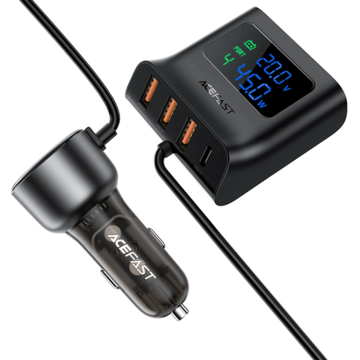 Acefast - Acefast B11 138W USB-A USB-C Billaddare med 6 Portar - Svart