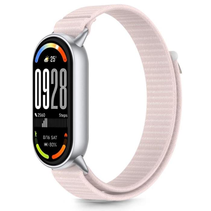 Tech-Protect - Tech-Protect Xiaomi Smart Band 8/9/10/NFC Armband Nylon Stripe - Rosa/Grå