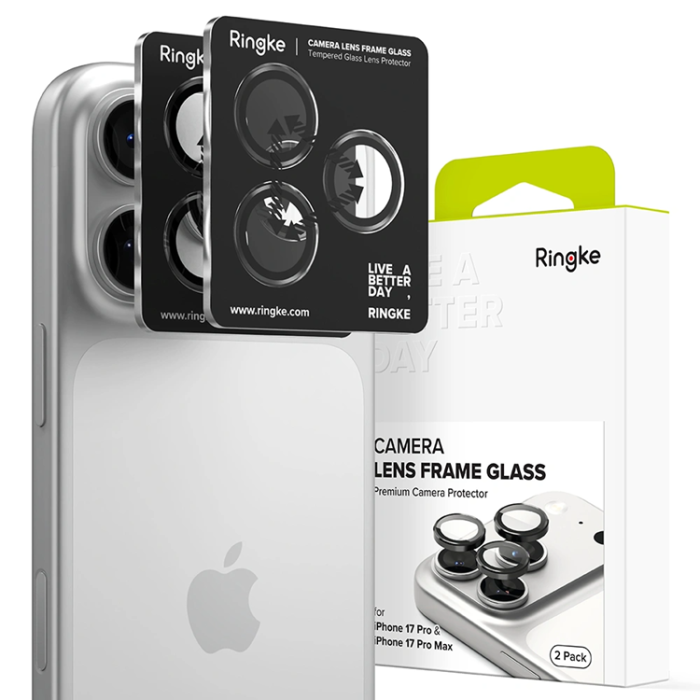 Ringke - [2-Pack] Ringke iPhone 17 Pro/17 Pro Max Härdat Glas Kameraskydd - Svart