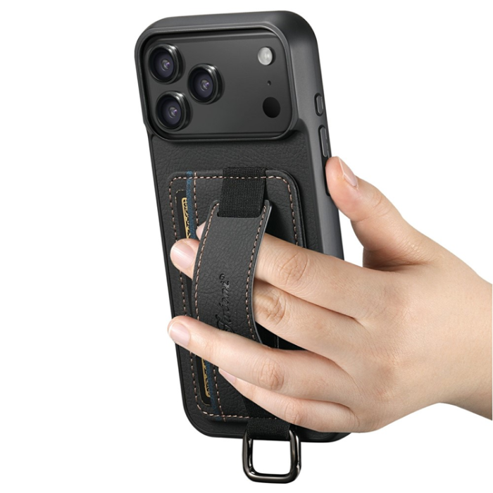 SUTENI - SUTENI iPhone 17 Pro Mobilskal Korthållare Litchi Läder