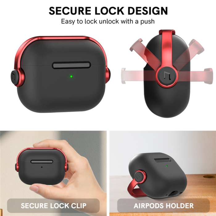 AHASTYLE - AHASTYLE AirPods Pro/Pro 2 Skal Bluetooth WG109 - Svart + Röd