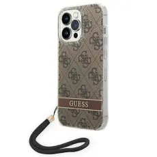 Guess - GUESS iPhone 14 Pro Max Skal Print Strap - Brun