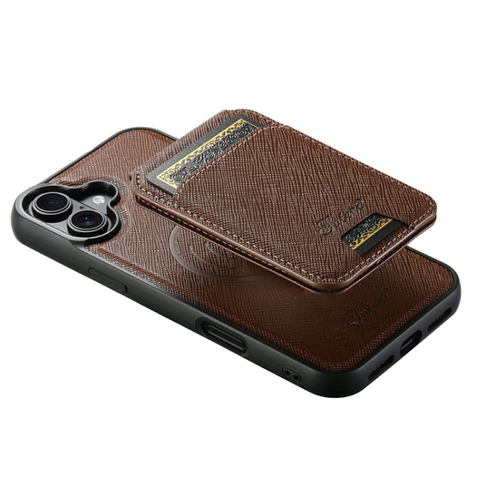 SUTENI - SUTENI iPhone 17 Mobilskal MagSafe Cross Texture H18 - Brun