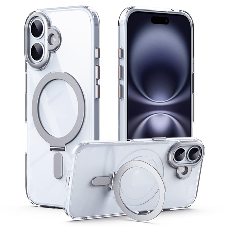 iPhone 17 Mobilskal MagSafe Kickstand TPU + Acrylic - Silver | 2353 | AlltMobil