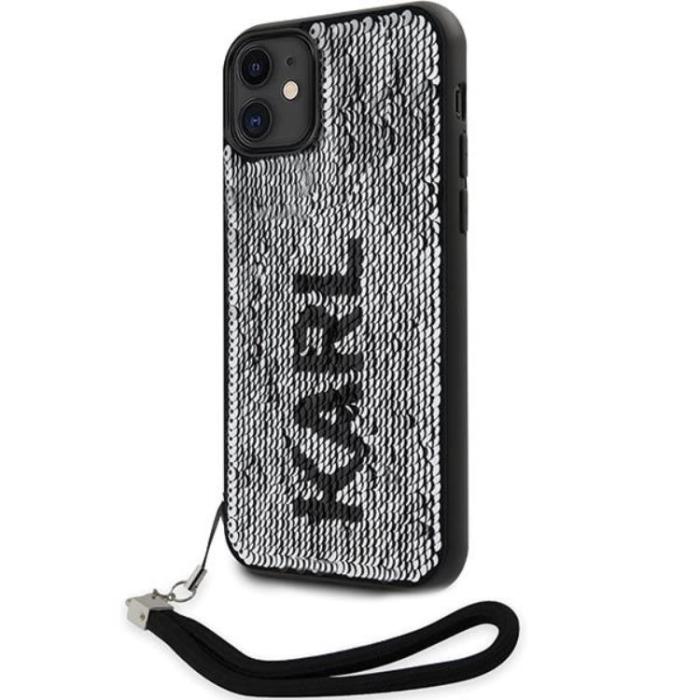 KARL LAGERFELD - Karl Lagerfeld iPhone 11/XR Mobilskal Sequins Cord - Silver