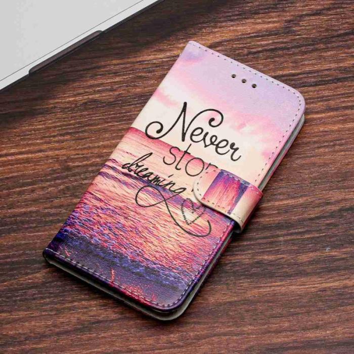 OEM - Samsung Galaxy A57 Plånboksfodral Konstläder Tryckt Mönster - Vit