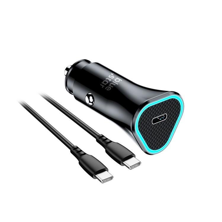 Blue Star Billaddare 20W med USB-C till USB-C Kabel - Svart | 505295 | AlltMobil