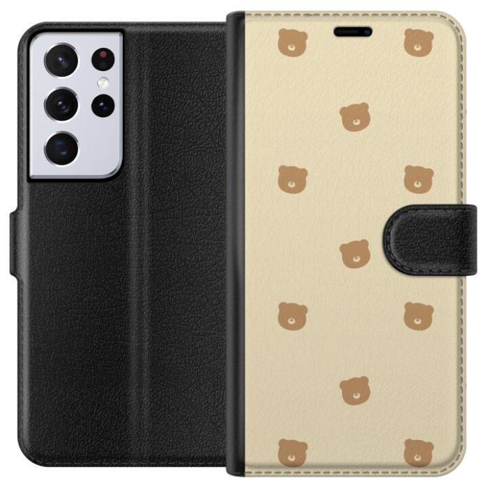 iSecrets - Plånboksfodral till Samsung Galaxy S21 Ultra 5G med Björnmönster