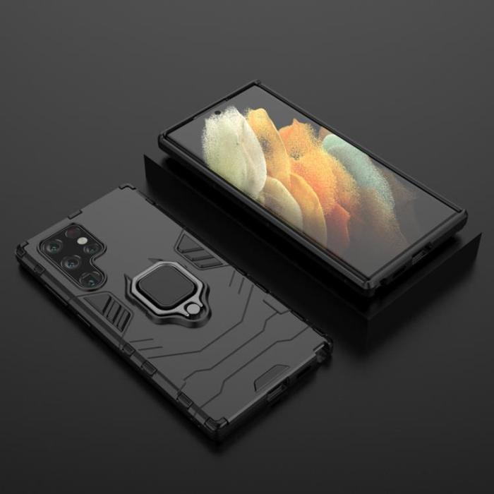 OEM - Ring Holder Kickstand Skal Galaxy S22 Ultra 5G - Svart