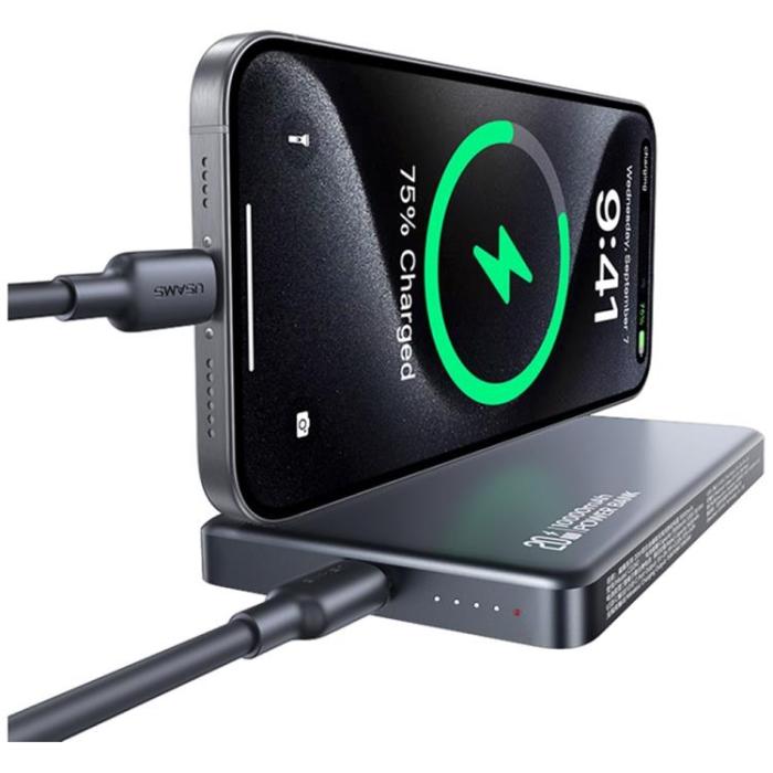 USAMS - USAMS Magnetisk Trådlös Powerbank 10000mAh 20W - Titanium