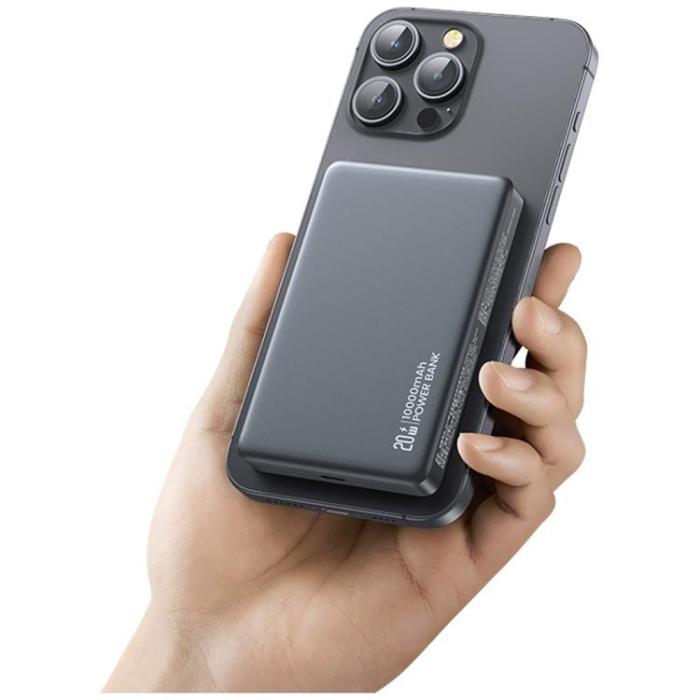 USAMS - USAMS Magnetisk Trådlös Powerbank 10000mAh 20W - Titanium