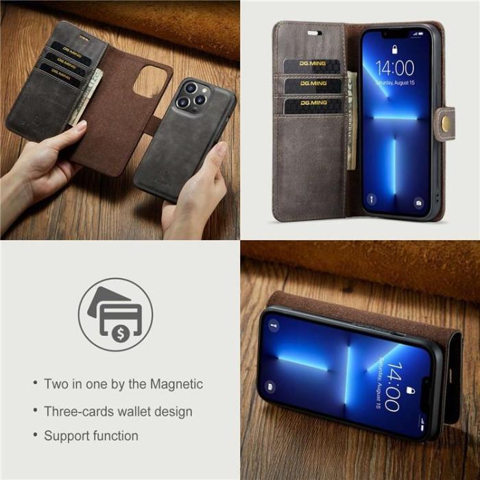 DG.MING - DG.MING iPhone 15 Pro Max Plånboksfodral Äkta Läder 2in1