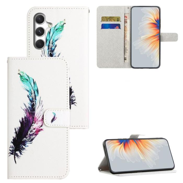 OEM - Plånboksfodral för Samsung Galaxy S26 Konstläder Mönster - Fjäder