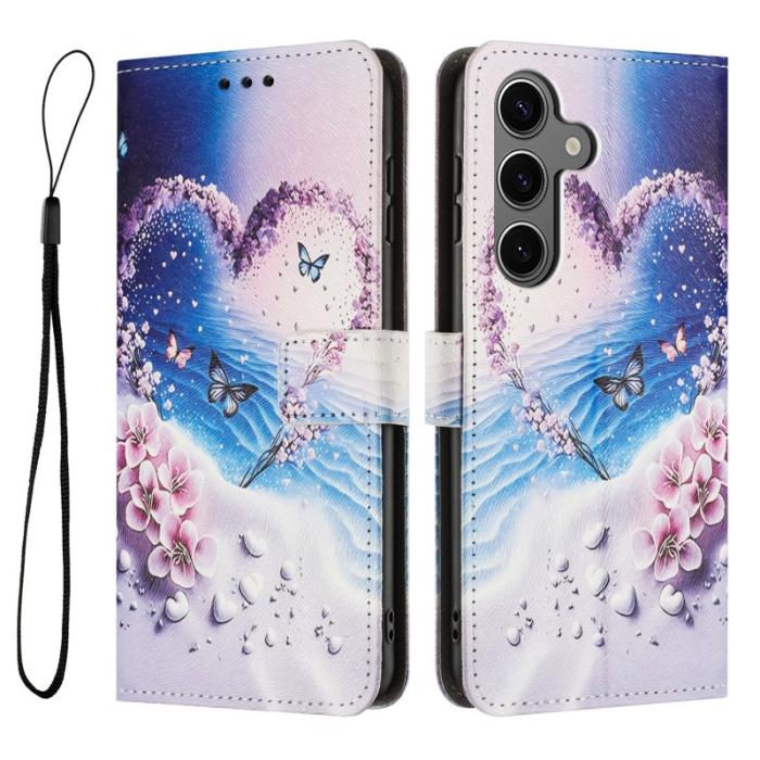 OEM - Plånboksfodral för Samsung Galaxy S26 Konstläder Mönster - Hjärtfjäril