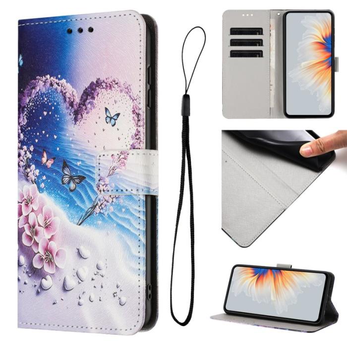OEM - Plånboksfodral för Samsung Galaxy S26 Konstläder Mönster - Hjärtfjäril