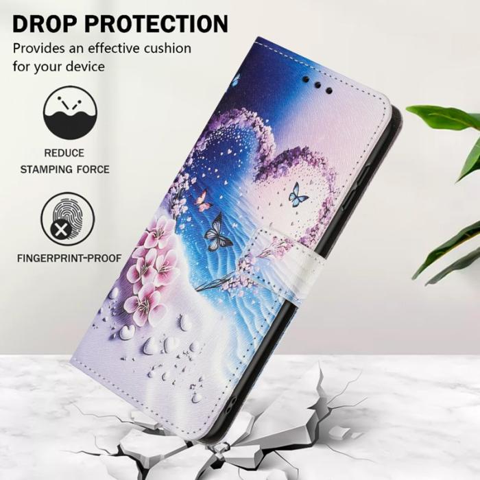 OEM - Plånboksfodral för Samsung Galaxy S26 Konstläder Mönster - Hjärtfjäril