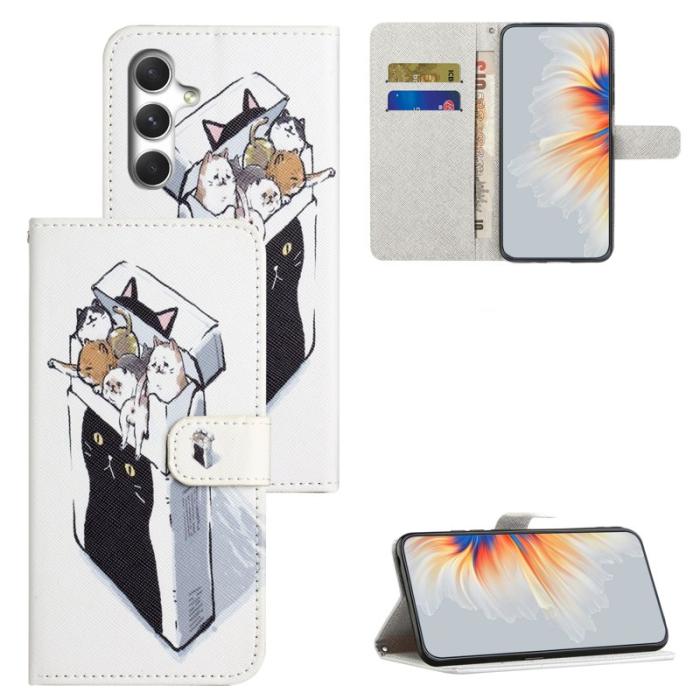 OEM - Plånboksfodral för Samsung Galaxy S26 Konstläder Mönster - Katter - Svart
