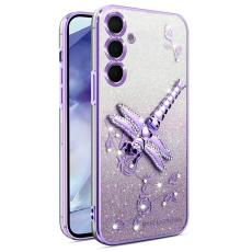 KADEM - KADEM Mobilskal f&ouml;r Samsung Galaxy S26 Kickstand TPU Blommor Glitter - Lila