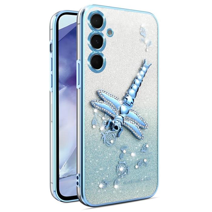 KADEM - KADEM Mobilskal för Samsung Galaxy S26 Kickstand TPU Blommor Glitter - Blå