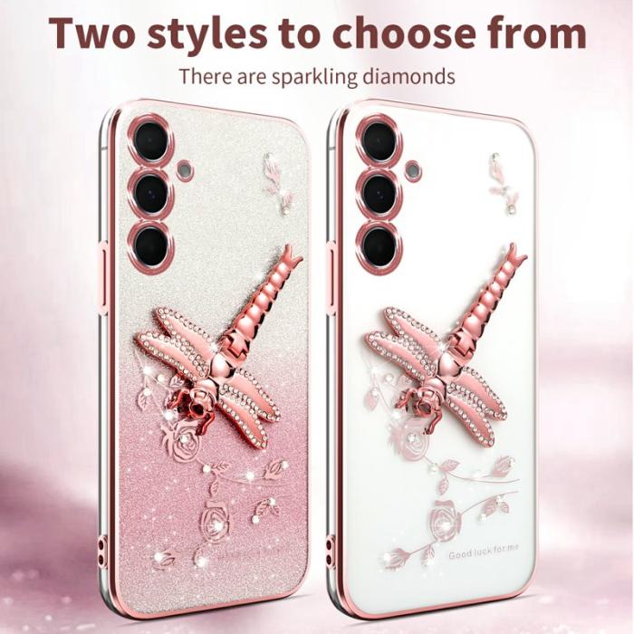 KADEM - KADEM Mobilskal för Samsung Galaxy S26 Kickstand TPU Blommor Glitter - Blå