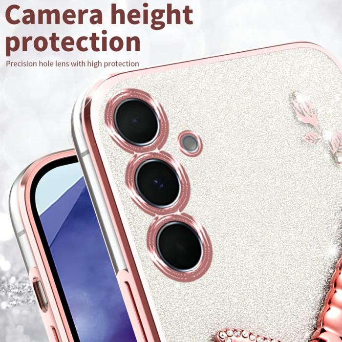 KADEM - KADEM Mobilskal för Samsung Galaxy S26 Kickstand TPU Blommor Glitter - Blå