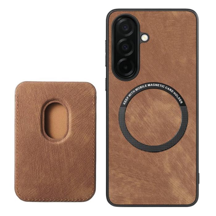 OEM - Mobilskal för Samsung Galaxy S26 Plus Magnetiskt Konstläder + TPU - Brun