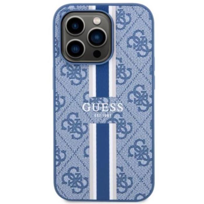 Guess - Guess iPhone 14 Pro Mobilskal MagSafe Printed Stripes - Blå