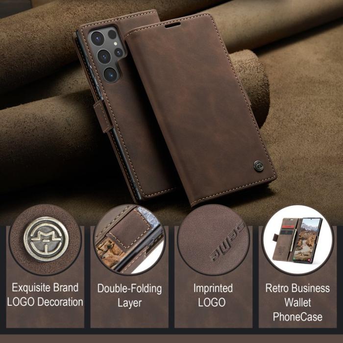 Caseme - CASEME 013 Series Mobilskal till Samsung Galaxy S25 Ultra Konstläder Kaffe
