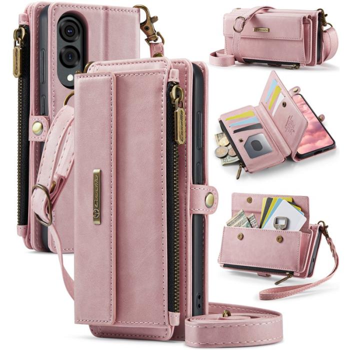 Caseme - CASEME Konstläder Plånboksfodral till Samsung Galaxy S25 Edge - Rosa