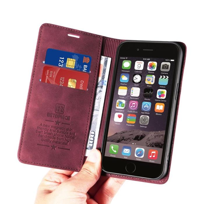 BETOPNICE - BETOPNICE 003 iPhone 6 Plus/7 Plus/8 Plus Konstläder Plånboksfodral TPU+PU - Röd