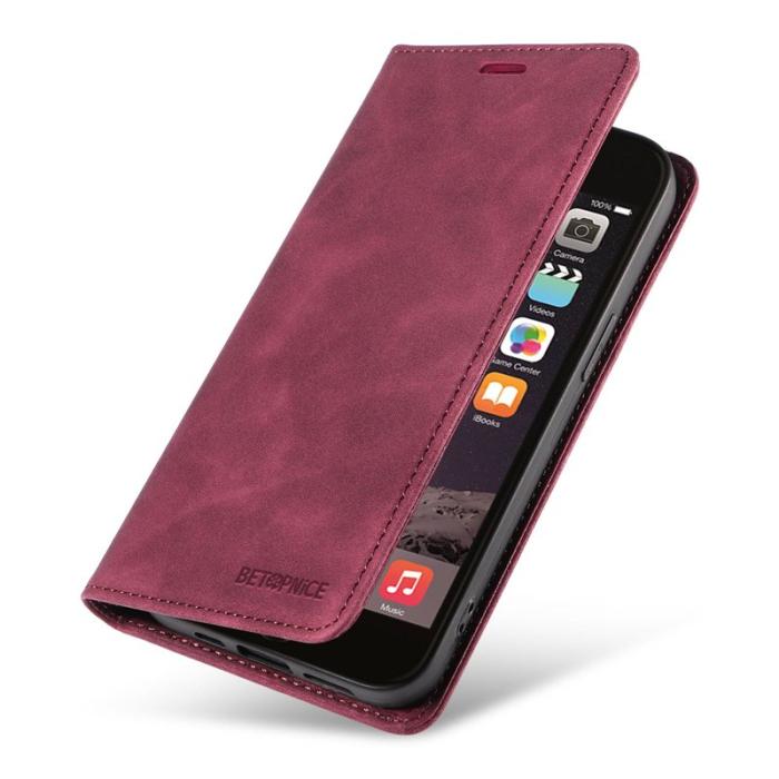 BETOPNICE - BETOPNICE 003 iPhone 6 Plus/7 Plus/8 Plus Konstläder Plånboksfodral TPU+PU - Röd