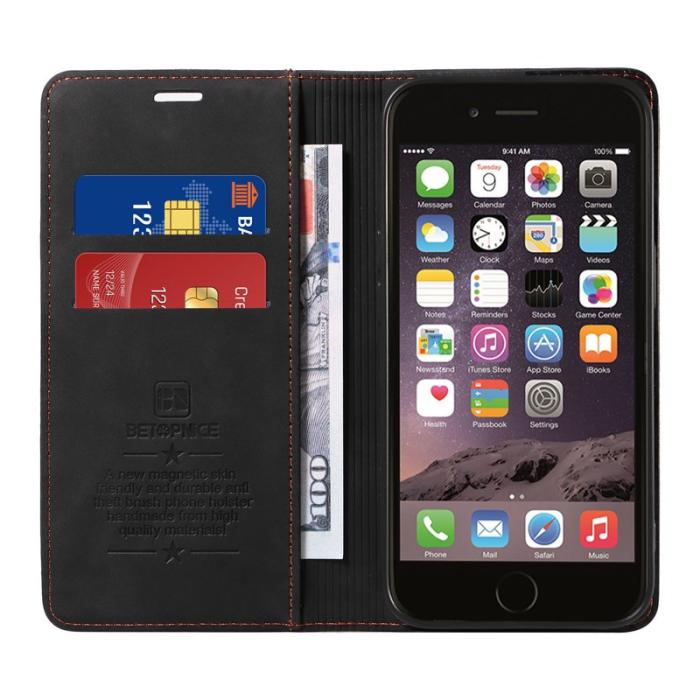BETOPNICE - BETOPNICE 003 iPhone 6 Plus/7 Plus/8 Plus Plånboksfodral TPU+PU - Svart