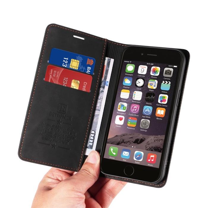 BETOPNICE - BETOPNICE 003 iPhone 6 Plus/7 Plus/8 Plus Plånboksfodral TPU+PU - Svart