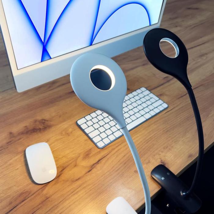UTGATT5 - Trådlös LED-läslampa med klämma + micro USB-kabel - Vit