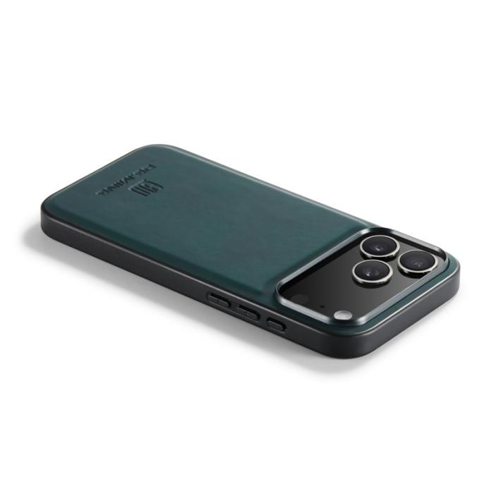 DG.MING - DG.MING Mobilskal till iPhone 17 Pro PU Läder PC + TPU Hybrid Grön