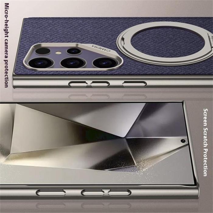 GKK - GKK Samsung Galaxy S24 Ultra Fodral - PC + TPU + Klädd - Brun