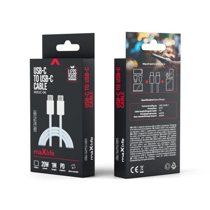 Maxlife - Maxlife USB-C till USB-C kabel 1m 20W MXUC-06 - Blå