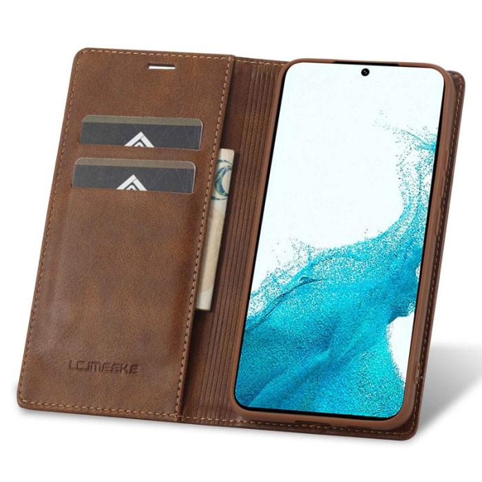 LC.imeeke - LC.IMEEKE Plånboksfodral för Samsung Galaxy S21 FE 5G - Konstläder - Brun
